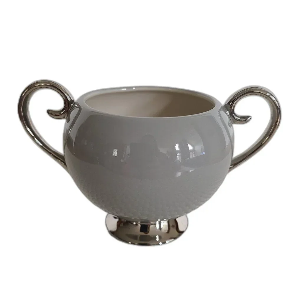Vintage Flintridge China Brookmere (Rim) Gray Platinum MCM Sugar Bowl No Lid